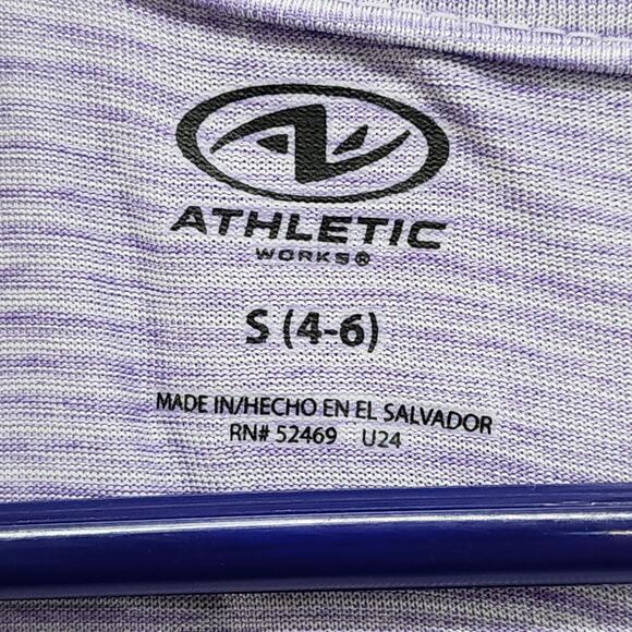 Athletic Works Top Womens S Purple Striped V-Neck Short Sleeve Pullover Casual - Picture 3 of 8